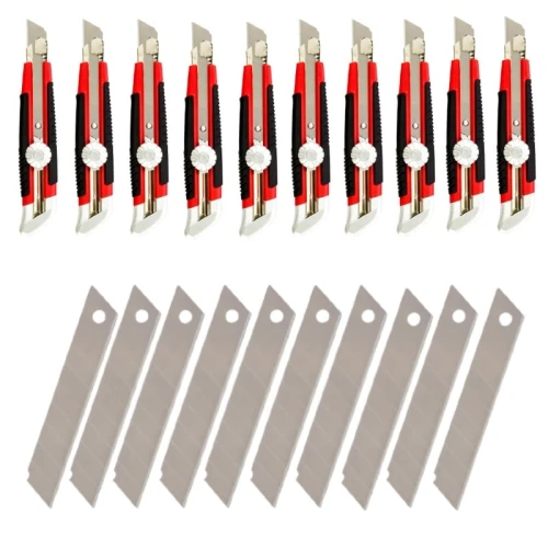 Cutter à lame sécable 18 mm Cutter lot 10 pièces + lames - LUN FIX