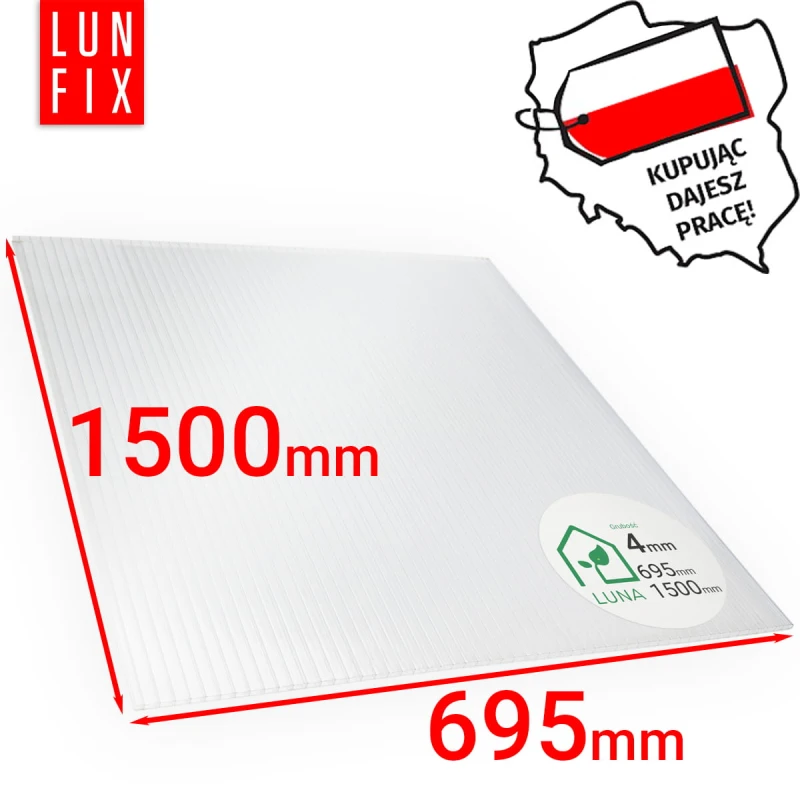 Poliwęglan komorowy 4mm płyta bezbarwna 69,5x150cm