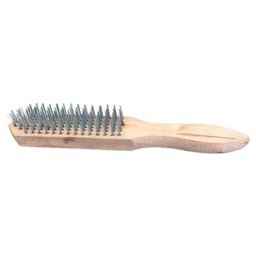 Manuel-Brosse métallique avec manche en bois 4 rangées 27 cm - LUN FIX