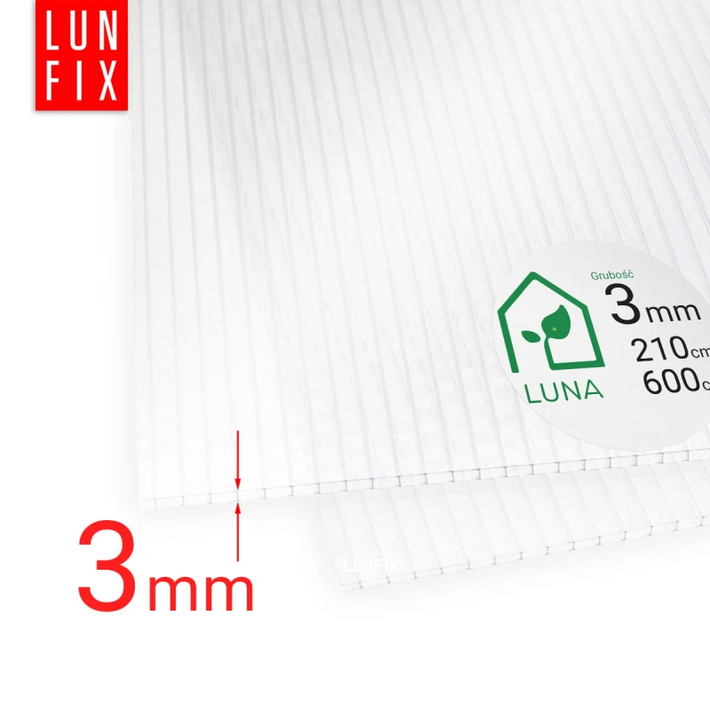 Poliwęglan komorowy 3mm płyta bezbarwna 2,1x6m