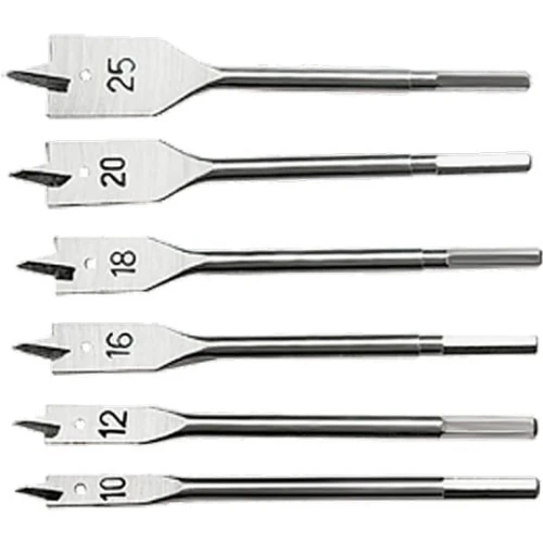 Coffret de mèches plates à bois 10-25 mm 6 pièces - LUN FIX