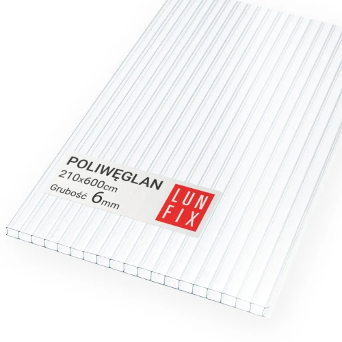 Polycarbonate alvéolaire 6 mm plaque transparente 2,1x6 m - LUN FIX