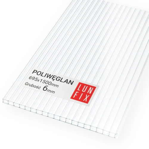 Polycarbonate alvéolaire 6 mm plaque transparente 69,5x150 cm - LUN FIX