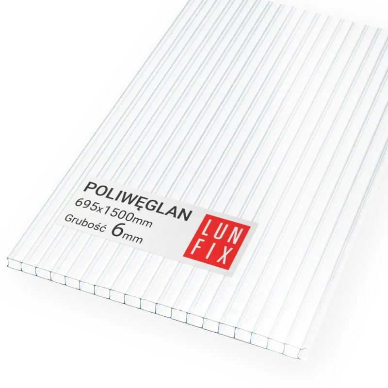 Poliwęglan komorowy 6mm płyta bezbarwna 69,5x150cm