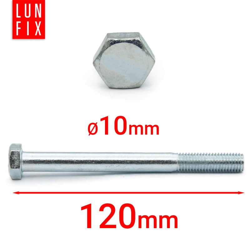 Śruba sześciokątna M10x120 ocynk DIN 931 klasa 5.8 półgwint 1kg