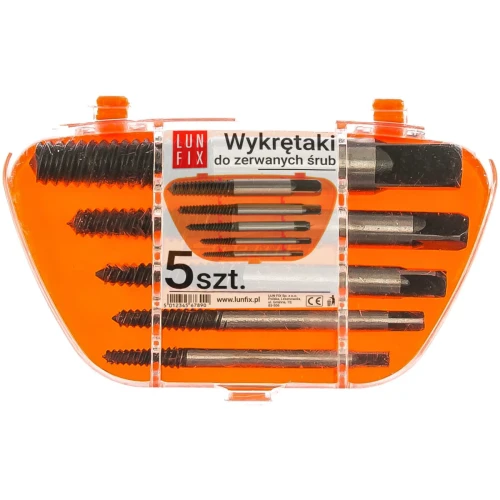 Coffret d'extracteurs pour vis et boulons endommagés 5 pièces - LUN FIX