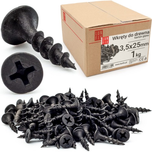 Vis pour plaques de plâtre sur bois 3,5x25 KGD 1 kg - LUN FIX