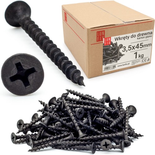Vis pour plaques de plâtre sur bois 3,5x45 KGD 1 kg - LUN FIX