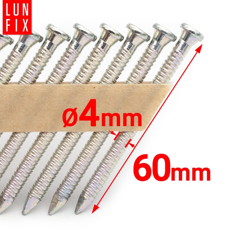 Gwoździe do gwoździarki 60mm 4x60 2,5 cala ANCHOR ocynkowane na papierze 1100szt.