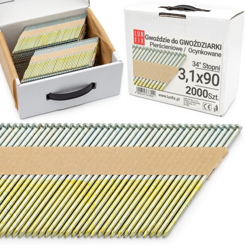 Clous en bande pour cloueur 3,1x90 90 mm galvanisés - LUN FIX