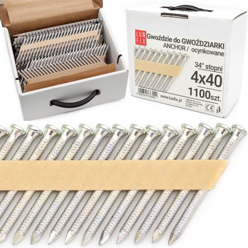 Clous en bande pour cloueur 4x40 40 mm ANCHOR galvanisés - LUN FIX