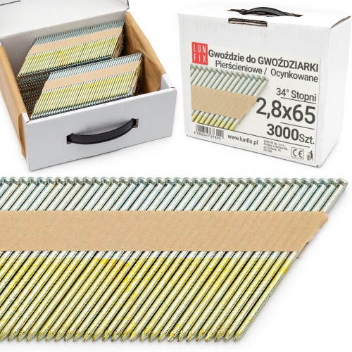 Clous en bande pour cloueur 2,8x65 65 mm galvanisés - LUN FIX