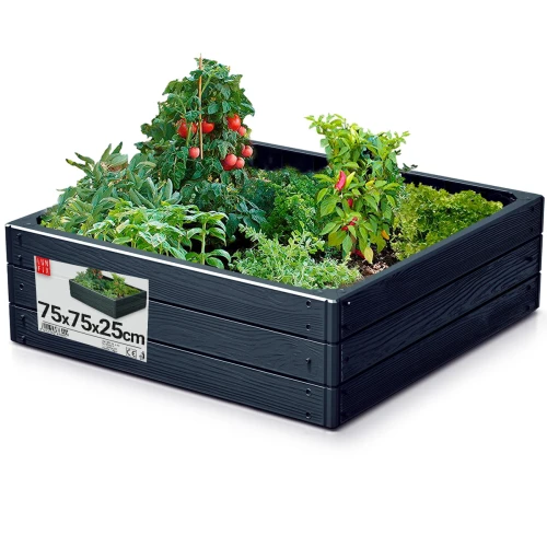 Bac potager de jardin surélevé 75x75x25 cm anthracite - LUN FIX