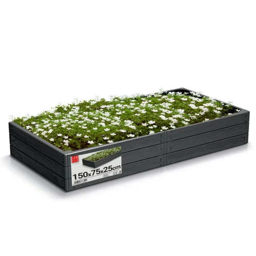 Bac potager de jardin surélevé 150x75x25 cm anthracite - LUN FIX
