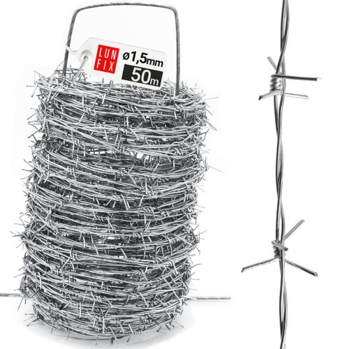 Fil barbelé Ø 1,5 mm 50 m galvanisé - LUN FIX