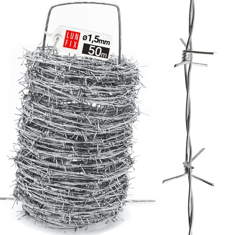 Drut kolczasty w rolce 50m fi 1,5mm dwużyłowy