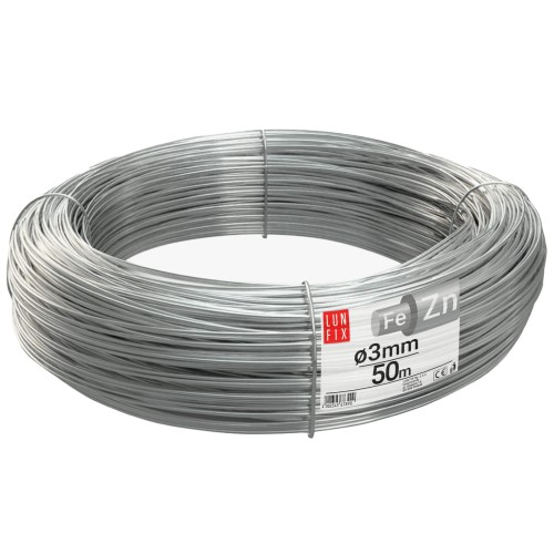 Fil de tension pour grillage 3 mm 50 m galvanisé argent - LUN FIX