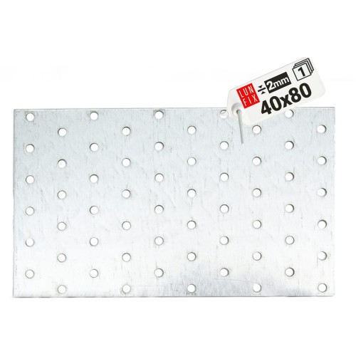 Plaque d’assemblage perforée 80x40x2 PP1 galvanisée 1 pièce - LUN FIX