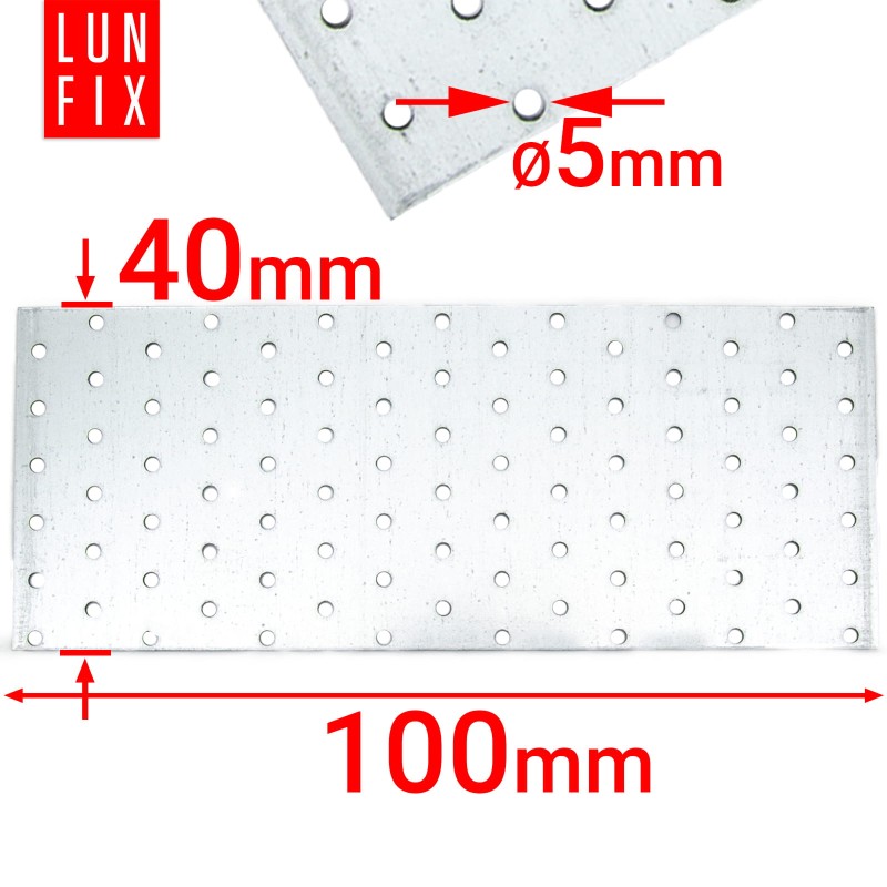 Płytka perforowana 100x40x2 PP2 łącznik ciesielski płaski 1szt.