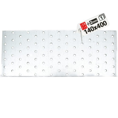 Plaque d’assemblage perforée 400x140x2 PP33 galvanisée - LUN FIX