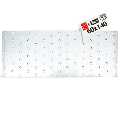 Plaque d’assemblage perforée 140x60x2 PP8 galvanisée 1 pièce - LUN FIX