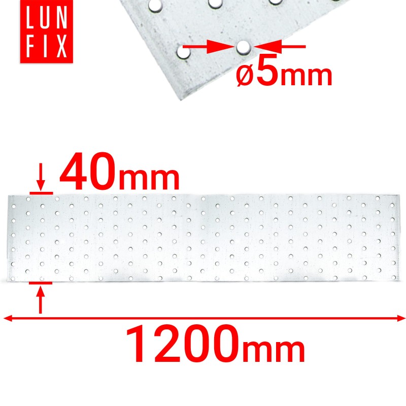 Płytka perforowana 1200x40x2 PP91 łącznik ciesielski płaski 1szt.