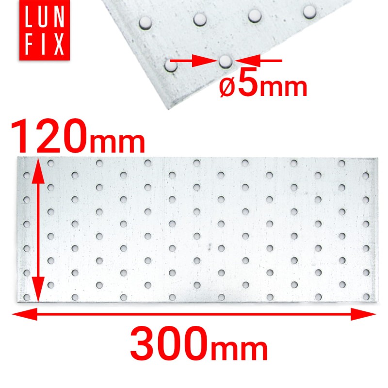 Łącznik płaski płytka perforowana 120x300 mm ocynk