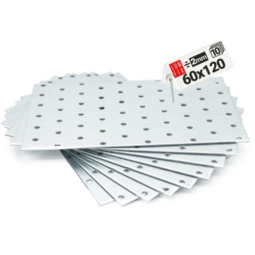 Plaque d’assemblage perforée 120x60 PP6 galvanisée 10 pièces - LUN FIX