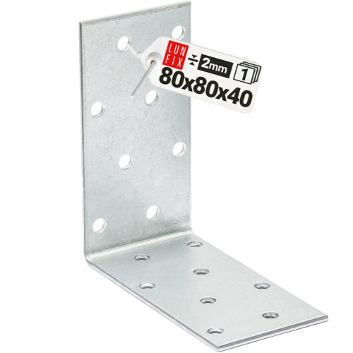 Équerre de fixation 80x80x40 2 mm galvanisée - LUN FIX