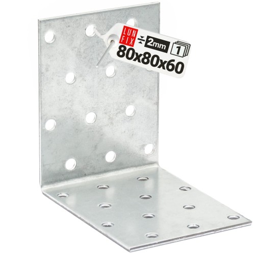 Équerre de fixation 80x80x60 2 mm KM12 galvanisée - LUN FIX