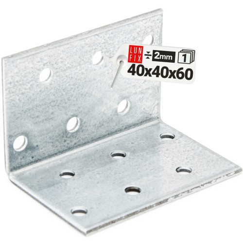 Équerre de fixation 40x40x60x2 KM2 galvanisée 1 pièce - LUN FIX