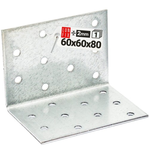 Équerre de fixation 60x60x80x2 KM9 galvanisée 1 pièce - LUN FIX