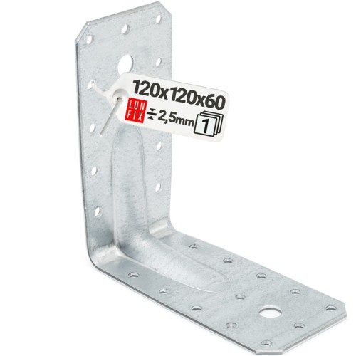 Équerre de charpente renforcée 120x120x60x2,5 KP12 1 pièce - LUN FIX