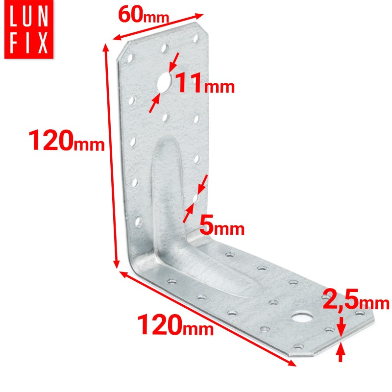 Kątownik z przetłoczeniem KP12 120x120x60x2,5 1szt.