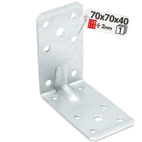Équerre de charpente renforcée 70x70x40x2 KPL10 1 pièce - LUN FIX
