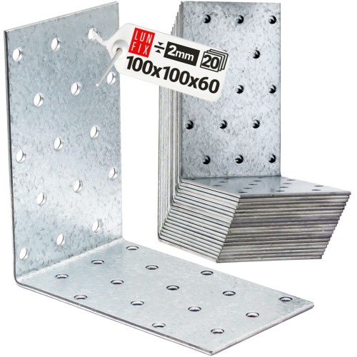 Équerre de fixation 00x100x60x2 KM15 galvanisée 20 pièces - LUN FIX