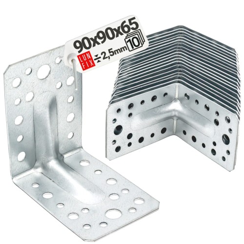 Équerre de charpente renforcée 90x90x65x2,5 KP1 10 pièces - LUN FIX