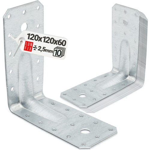 Équerre de charpente renforcée 120x120x60x2,5 KP12 10 pièces - LUN FIX