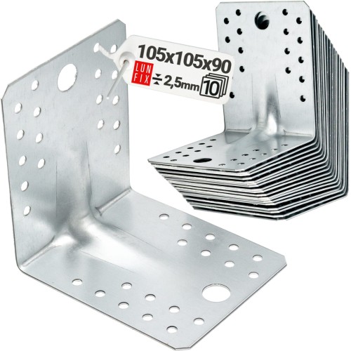 Équerre de charpente renforcée 105x105x90x2,5 KP2 10 pièces - LUN FIX