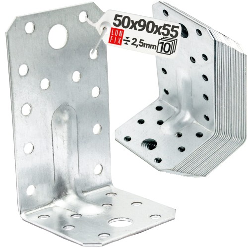 Équerre de charpente renforcée 50x90x55x2,5 KP3 10 pièces - LUN FIX