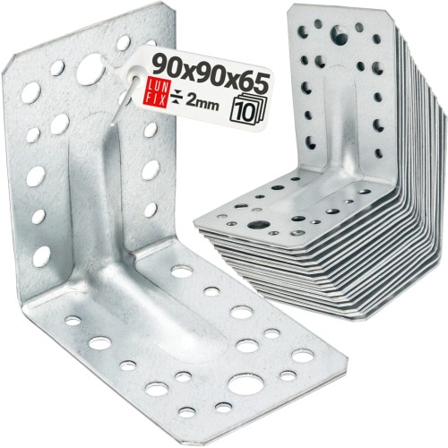 Équerre de charpente renforcée 90x90x65x2 KPL1 10 pièces - LUN FIX