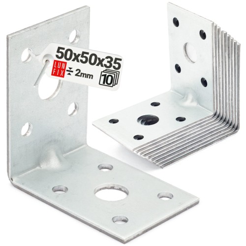 Équerre de charpente renforcée 50x50x35x2 KPL12 10 pièces - LUN FIX