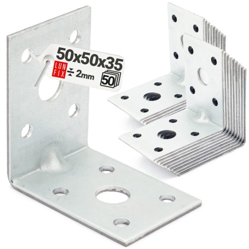 Équerre de charpente renforcée 50x50x35x2 KPL12 50 pièces - LUN FIX