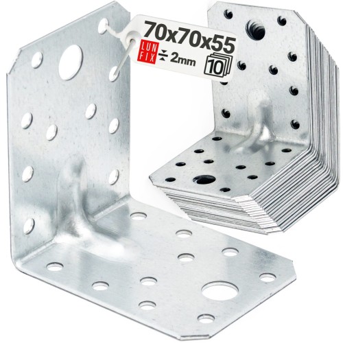 Équerre de charpente renforcée 70x70x55x2 KPL4 10 pièces - LUN FIX