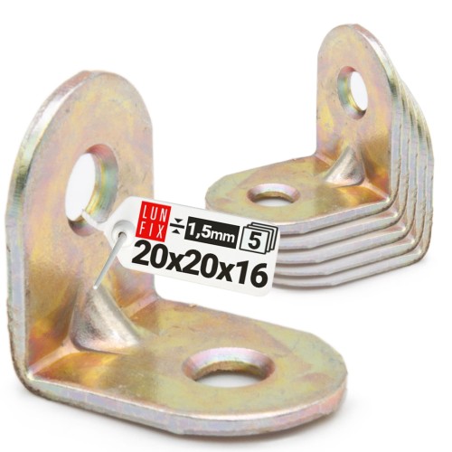Équerre de meuble 20x20x16x1,5 KR2 5 pièces - LUN FIX