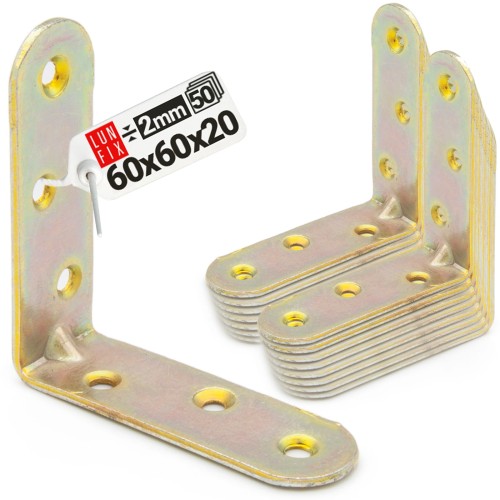 Équerre de meuble 60x60x20x2 KR6 50 pièces - LUN FIX