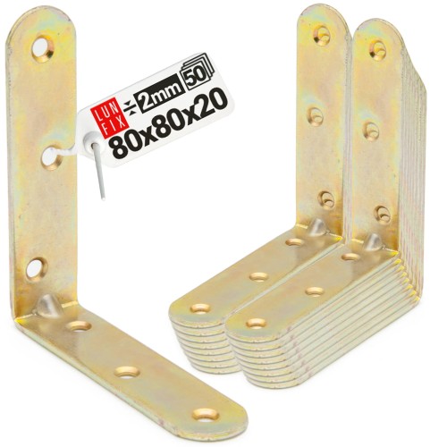 Équerre de meuble 80x80x20x2 KR8 50 pièces - LUN FIX
