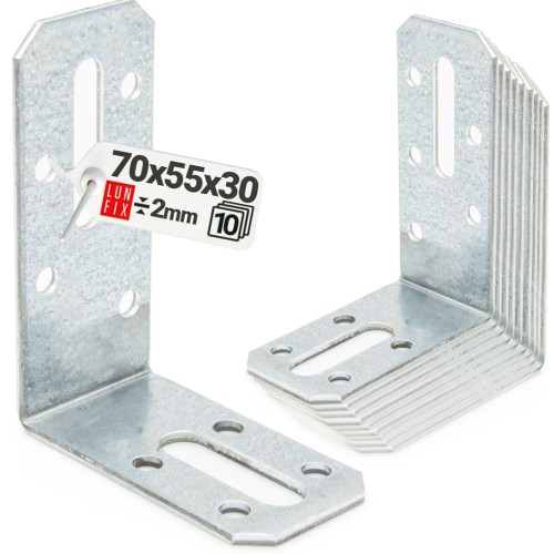 Équerre réglable 70x55x30x2 mm KRD2 galvanisée 10 pièces - LUN FIX