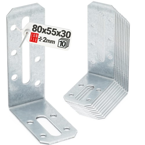 Équerre réglable 80x55x30x2 mm KRD3 galvanisée 10 pièces - LUN FIX