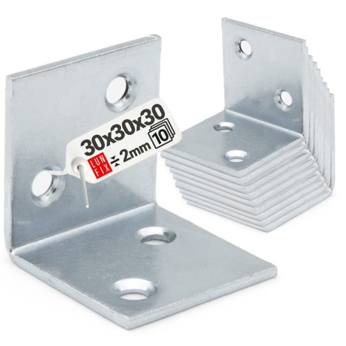 Équerre de meuble 30x30x30x2 KS1 galvanisée 10 pièces - LUN FIX